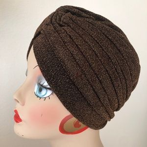 Metallic Chocolate vintage retro pinup turban head wrap